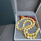 Handmade Honey White Amber Misbaha | 11.8mm | 46.5g | 45 beads