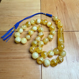 Handmade White Amber Misbaha Tasbih Islamic Prayer Beads 12mm 41.1g