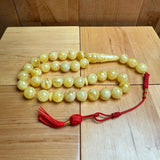 Handmade White Amber Misbaha Tasbih Islamic Prayer Beads 12.1mm 40g