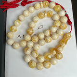 Handmade White Amber Misbaha 11mm 42.5g 45 beads LAB certificate