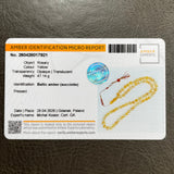 Handmade White Amber Misbaha 10mm 47.1g 66 beads LAB certificate