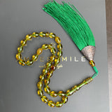 Vintage Green Amber Misbaha Tasbih 9.5g | 6x8mm | 33 beads