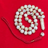 مسبحة صلاة إسلامية طبيعية من العنبر الأبيض مسبحة سبحة صلاة 10.9 ملم 32.3 جرام