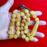 مسبحة إسلامية من الكهرمان الطبيعي، 33 حبة، 12.4 مم، 45.5 غرام