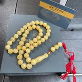 Handmade Honey White Amber Misbaha 10.6mm 37g 45 beads