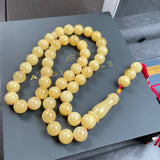 Handmade Honey White Amber Misbaha 10.6mm 37g 45 beads