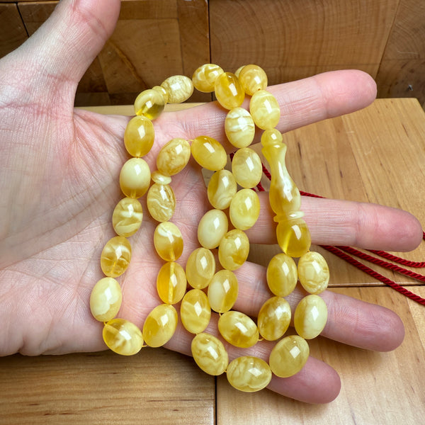 Handmade Amber Tasbih/Misbaha Islamic Prayer Beads 10mm x 13mm 31.8g