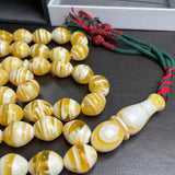 White Pressed Amber Style Misbaha Tasbih 100g | 14x17mm | 47 beads