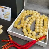 Honey White Amber Misbaha 59 Beads 13mm 84.9g LAB certificate