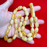 Premium Handmade White Amber Tasbih Misbaha Islamic Prayer Beads 11mm x 16mm 50g