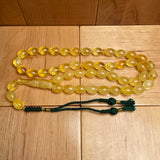 Handmade Yellow Amber Misbaha Tasbih Islamic Prayer Beads 10x14mm 46.7g
