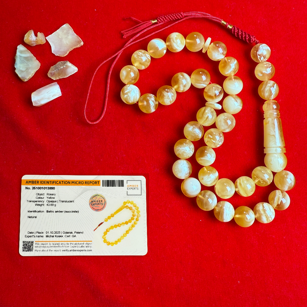 *EXCLUSIVE HONEY WHITE AMBER MISBAHA 12.3mm 43.5g