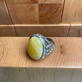 Baltic Amber Men’s Ring – 925 Sterling Silver, Handmade, Adjustable Size