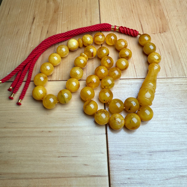 Handmade Antiq Amber Misbaha Tasbih Islamic Prayer Beads 12.1mm 42g
