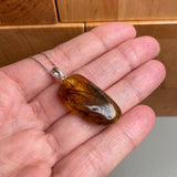 Natural Amber Pendant 925 Sterling Silver Made in Eu Baltic Gemstone 3g Gift