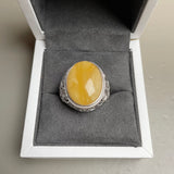 Baltic Amber Men’s Ring – 925 Sterling Silver, Handmade, Adjustable Size