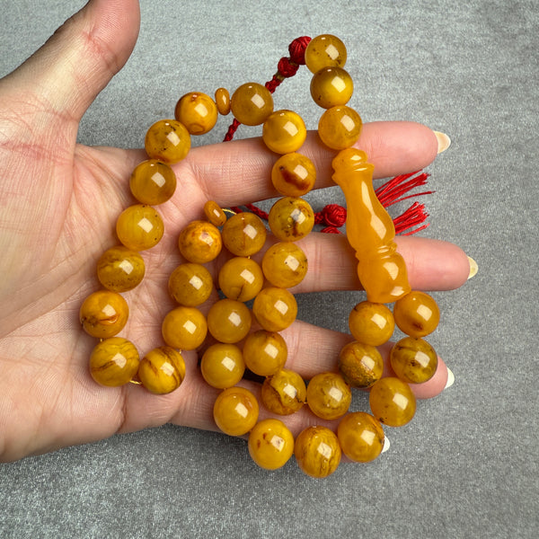 ANTIQ OLD AMBER MISBAHA 12.7mm 45.1g