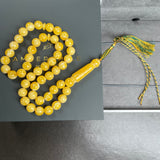 White Pressed Amber Style Misbaha Tasbih 36g | 10mm | 47 beads