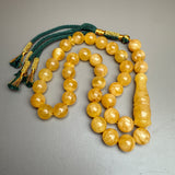 Handmade Yellow Amber Misbaha Tasbih Islamic Prayer Beads 12.3mm 45.5g