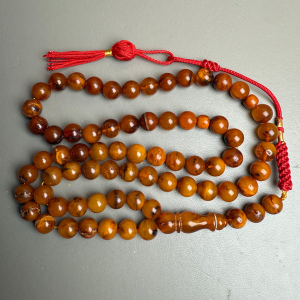 Handmade Antiq Amber Misbaha Tasbih Islamic Prayer Beads 8.4mm 24.5g