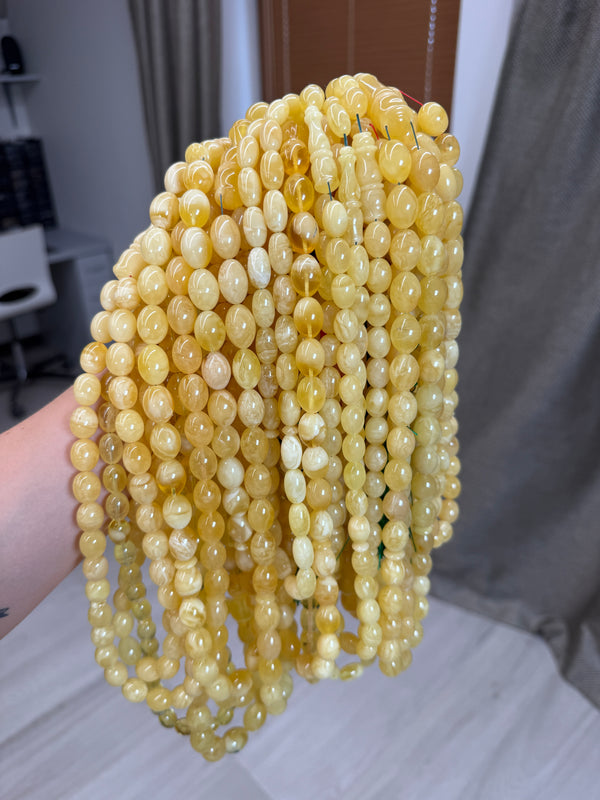 YELLOW AMBER MISBAHA OLIVE 9-14mm