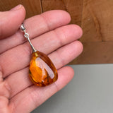 Natural Amber Pendant 925 Sterling Silver Made in Eu Baltic Gemstone 4.5g