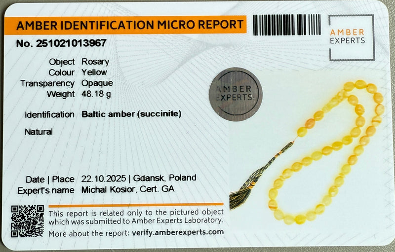 Handmade Natural Baltic Amber Misbaha Islamic Prayer Beads 12mm x 14mm 48.3g