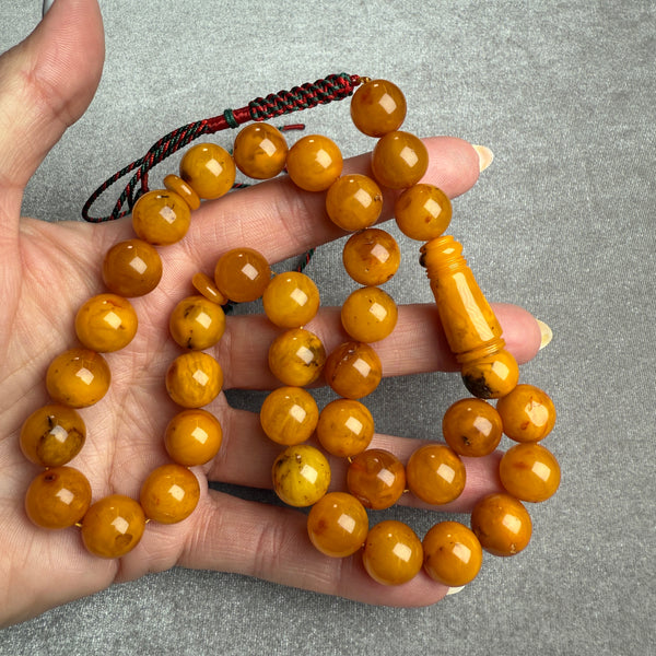 ANTIQ OLD AMBER MISBAHA 14.4mm 43.4g
