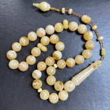 White Amber Tamlika Misbaha Tasbih Islamic Prayer Beads 13.8mm 59.7g