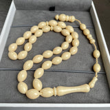White Pressed Amber Style Misbaha Tasbih 21g | 8x12mm | 33 beads