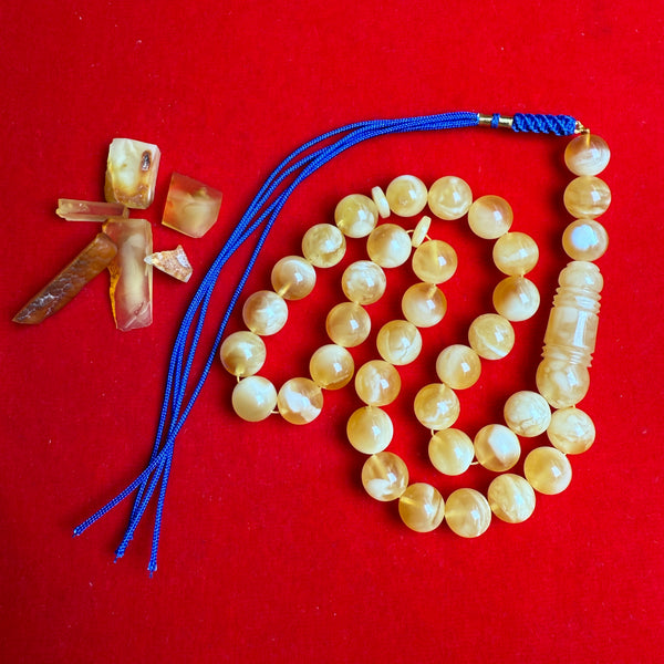 Premium Handmade Amber Tasbih Misbaha مسبحة Islamic Prayer Beads 11.1mm 30.5g