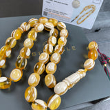 Handmade Honey White Amber Misbaha 12x15mm 58.48g 33 beads LAB certificate