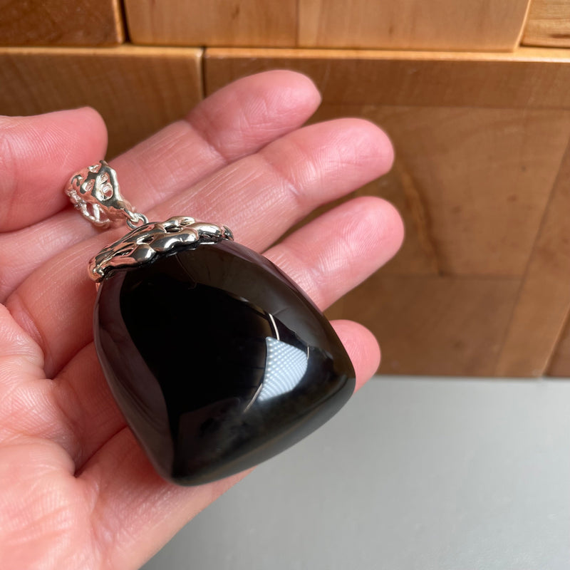 Natural Amber Pendant 925 Sterling Silver Made in Eu Baltic Gemstone 19g