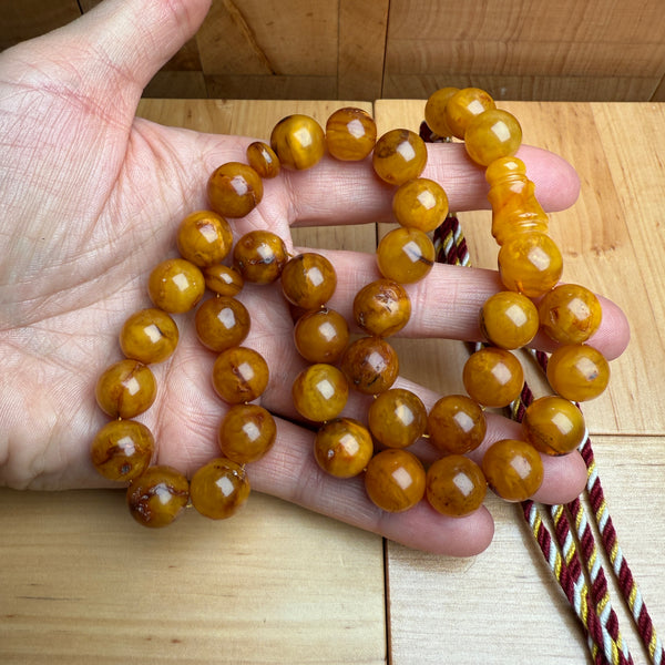 Handmade Antiq Amber Misbaha Tasbih Islamic Prayer Beads 12.3mm 42.5g
