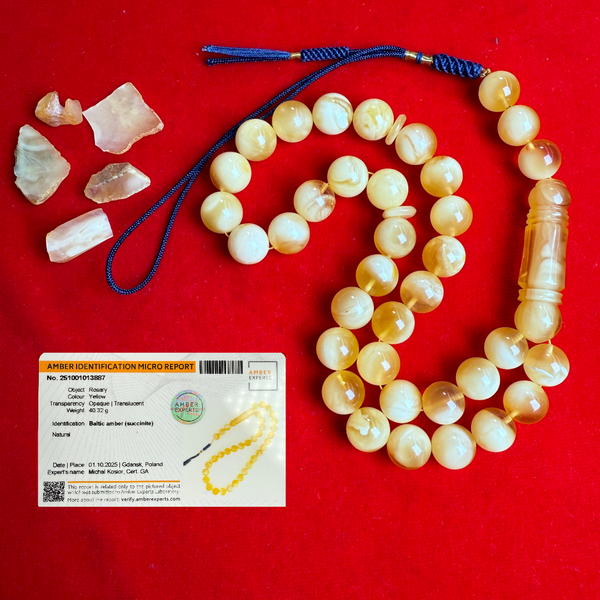 *EXCLUSIVE HONEY WHITE AMBER MISBAHA 12mm 40.5g