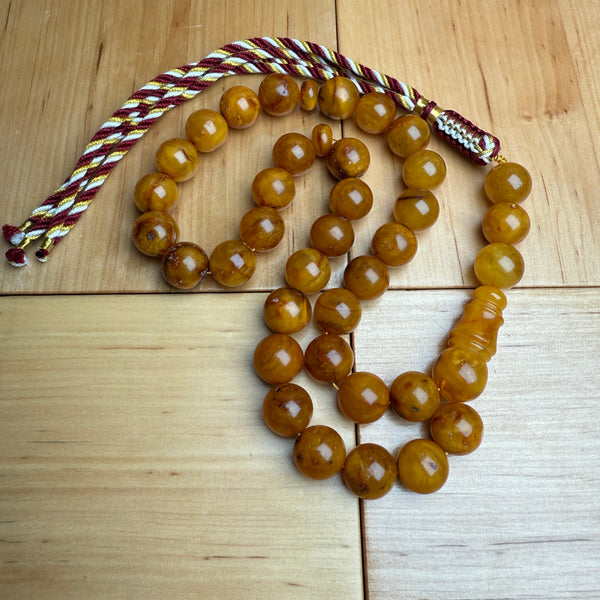 Handmade Antiq Amber Misbaha Tasbih Islamic Prayer Beads 12.3mm 42.5g