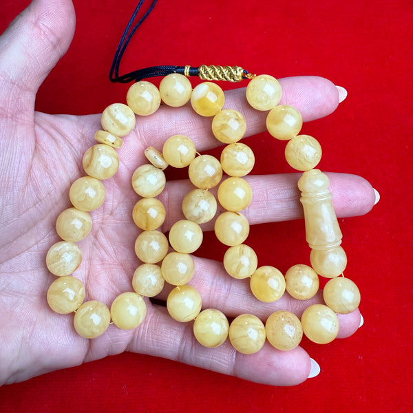 YELLOW WHITE AMBER MISBAHA 11.3mm 32.5g