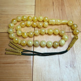 Handmade Y/W Amber Misbaha Tasbih Islamic Prayer Beads 11.5mm 37.2g
