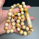 Handmade Oreo White Amber Tasbih Misbaha  Prayer Beads 12.7mm 52.9g