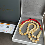 Handmade White Amber Misbaha 10mm 30.33g 45 beads LAB certificate