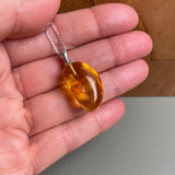 Natural Amber Pendant 925 Sterling Silver Made in Eu Baltic Gemstone 3g Gift