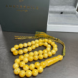 White Pressed Amber Style Misbaha Tasbih 36g | 10mm | 47 beads