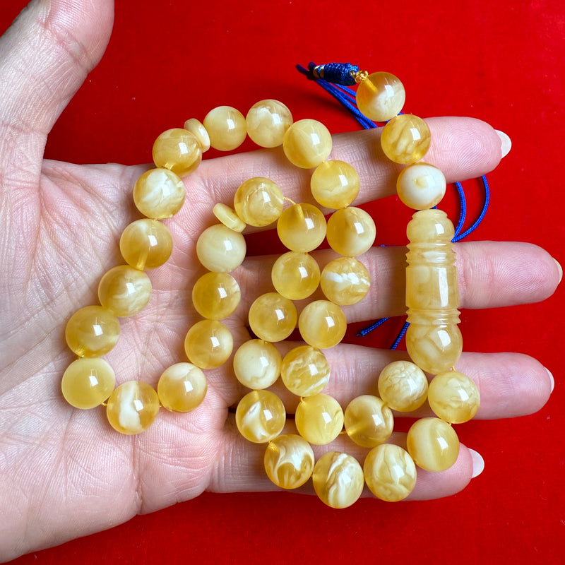 Premium Handmade Amber Tasbih Misbaha مسبحة Islamic Prayer Beads 11.1mm 30.5g