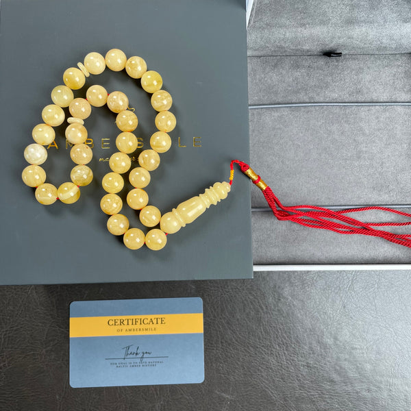 Natural Amber Misbaha Tasbih 33 Prayer Beads 11mm 28.5g
