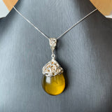 Natural Amber Pendant 925 Sterling Silver Made in Eu Baltic Gemstone 14.5g
