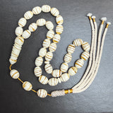 White Pressed Amber Misbaha Tasbih | 55g | 11.5×15mm |