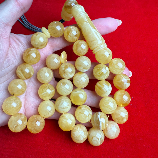 YELLOW WHITE AMBER MISBAHA 15mm 78.7g