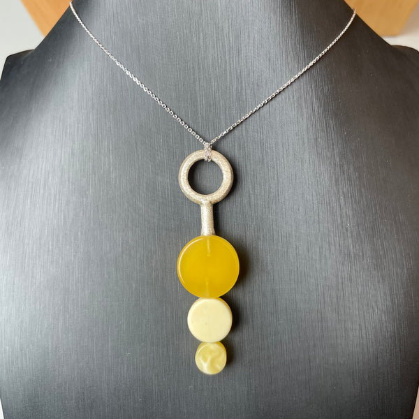 Natural Amber Pendant 925 Sterling Silver Made in Eu Baltic Gemstone 6.5g