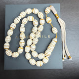 White Pressed Amber Misbaha Tasbih | 55g | 11.5×15mm |