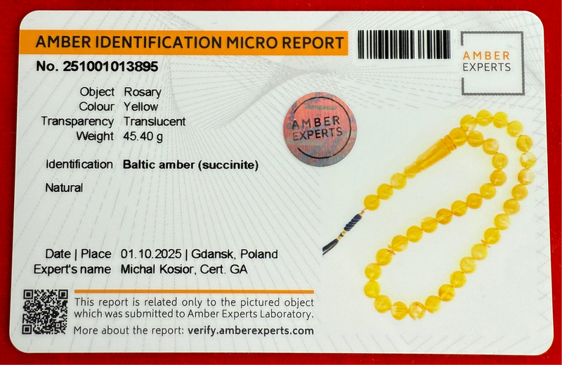 *EXCLUSIVE HONEY WHITE AMBER MISBAHA 12.3mm 45.5g